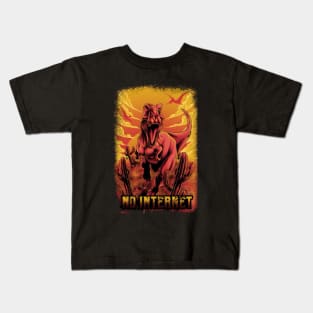 Modern No Internet with Dinosaur Display Kids T-Shirt
